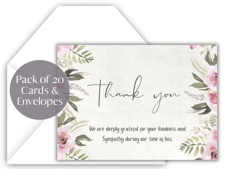 Elcer 20 Celebration of life Funeral 20 Celebration of life Funeral thank you cards with envelopes acknowledgment memorial Sympathy Thank you Cards20 Celebration of life Funeral thank you cards with - Image 2